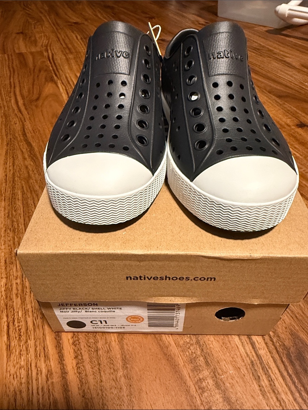 Native Kids Slip-On Sneakers in Black and White